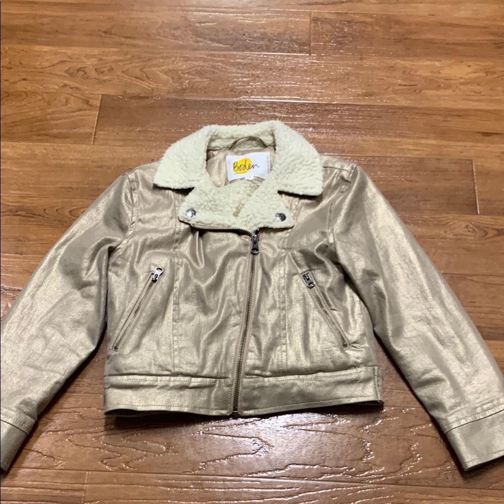 Boden Gold Faux-Sherpa Kids Jacket